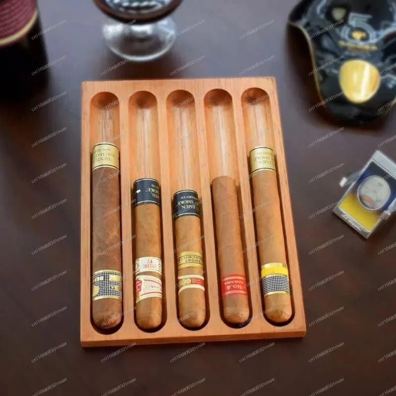 for Spot Wooden Cigar Tray Storage Box Bar Desk Ten Cigars Moisturizing Tray Japanese Cigar Display Box