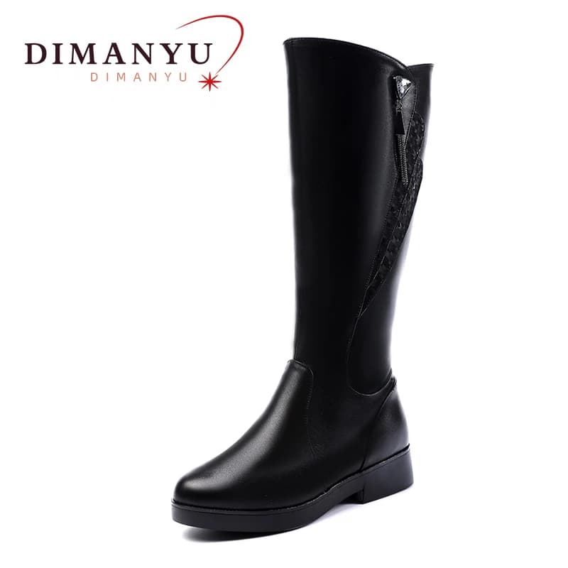 Women's Natural Wool Boots 2026 Women's Genuine Leather Plus Size 41 42 43 Knight Boots Warm Thigh-high Boots For Ladies