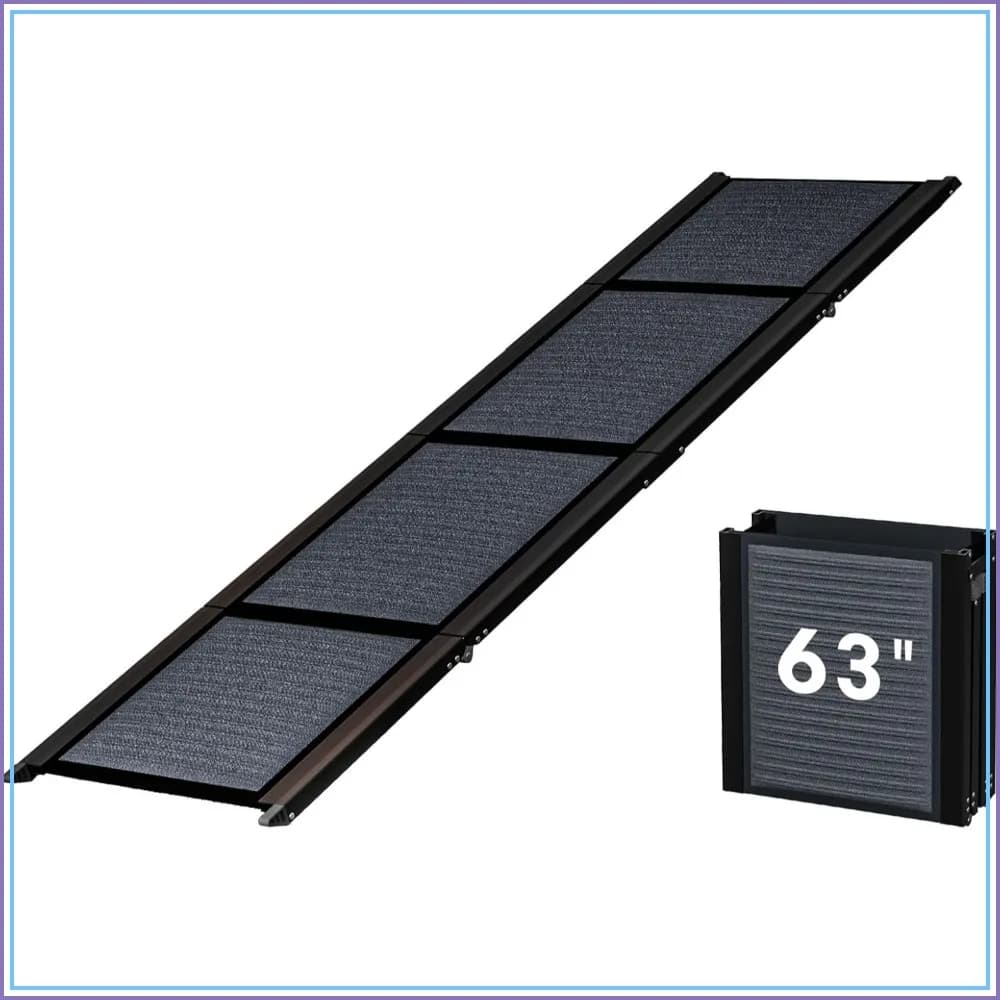 63" Long x 17.3" Wide Folding Dog Ramp for Large Dogs Up to 250lbs - Portable Pet Ramp with Non-Slip Surface, Extra Wide for Car, SUV, Truck & High Beds