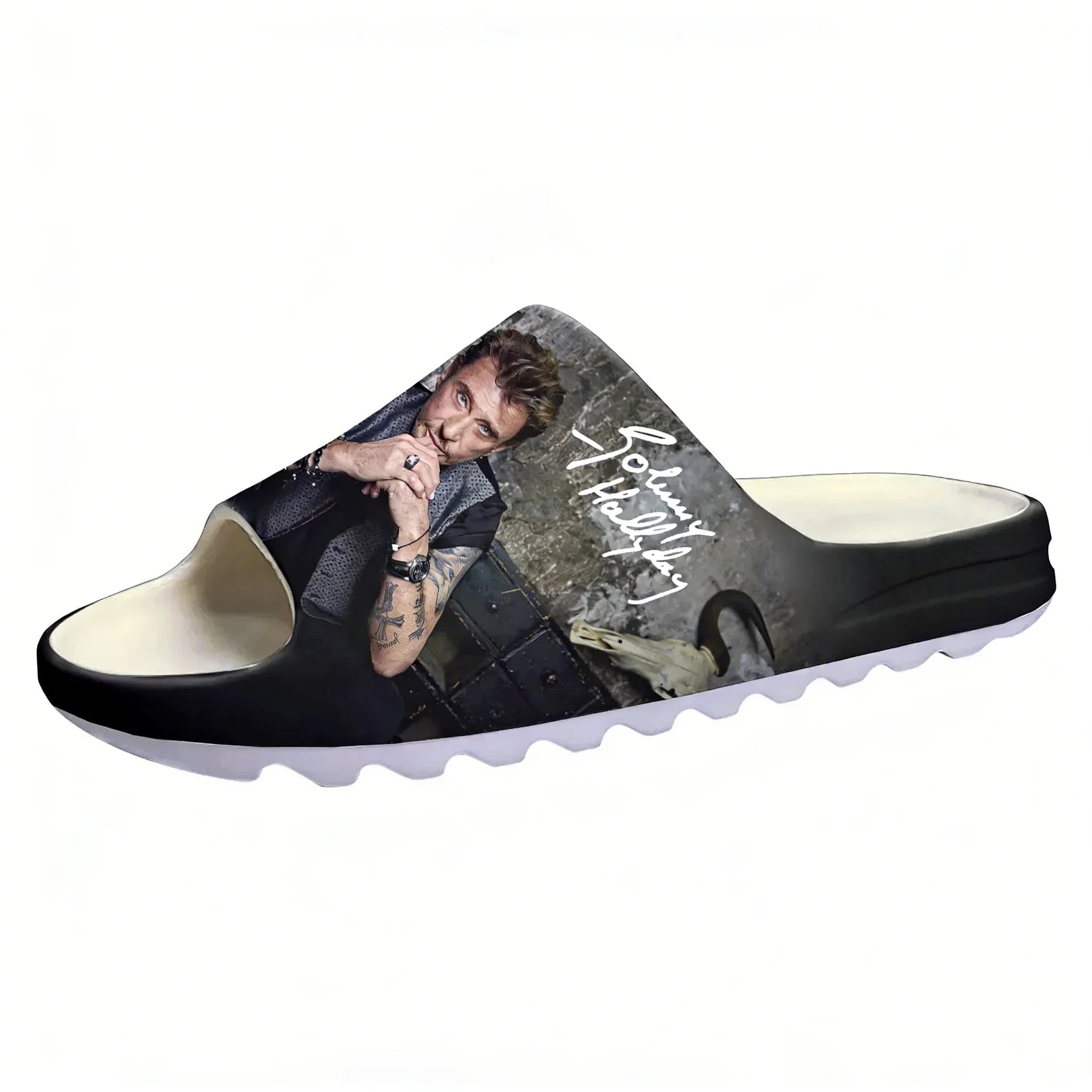 Johnny Hallyday Soft Sole Sllipers Mens Womens Teenager Home Sandals Step on Customize Bathroom Beach Slides Shoes