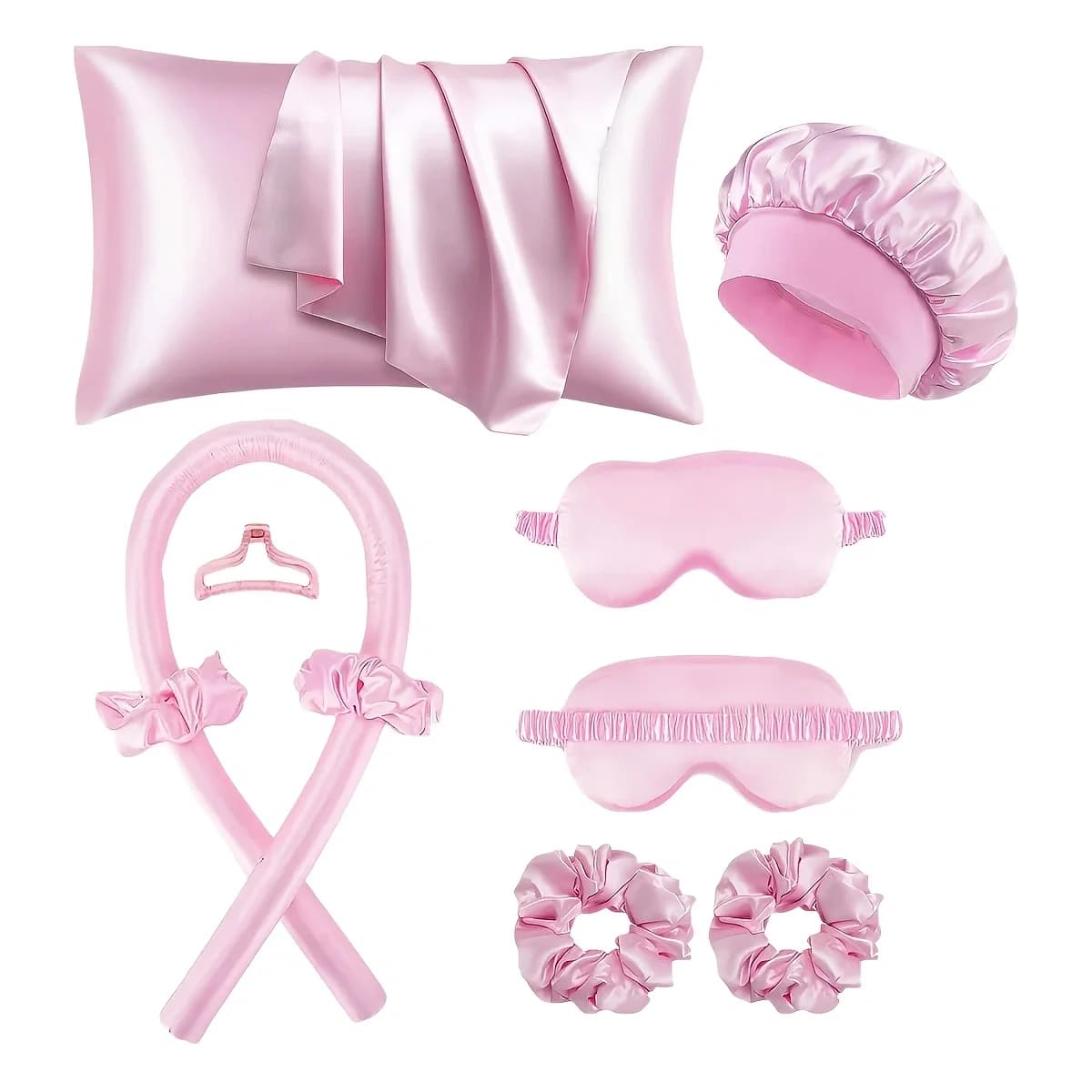 10 pieces of tools set for the design of sleep hairstyle, curling iron and facial massager, 1 pillowcase suitable for hair and queen skin if