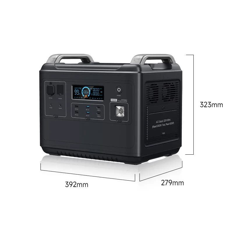 Power Bank Portatile da 2000W 2048Wh con Avviatore d'Emergenza, Torcia e Pannello Solare al Litio per Campeggio all'Aperto