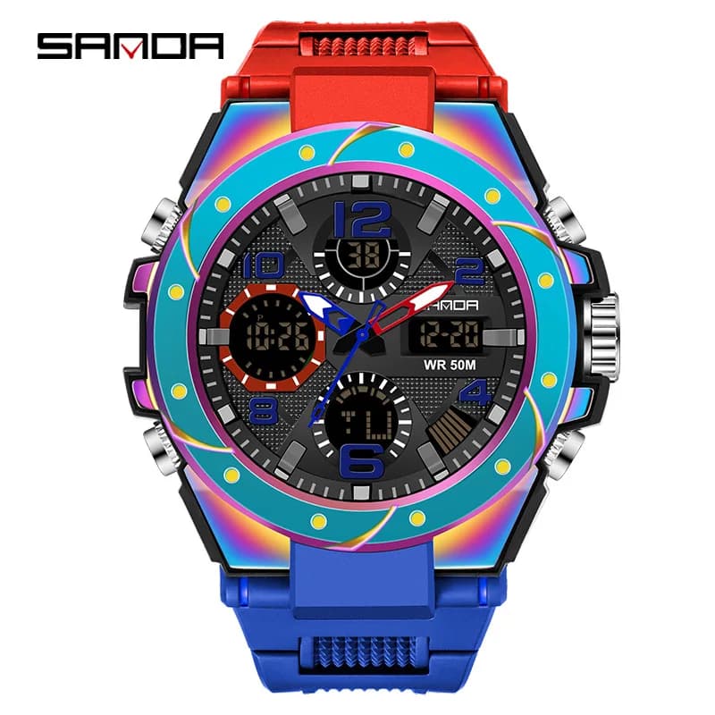 SANDA Watch Fashion Sports Multifunctional Student Electronic Watch Men's Waterproof Quartz Watch