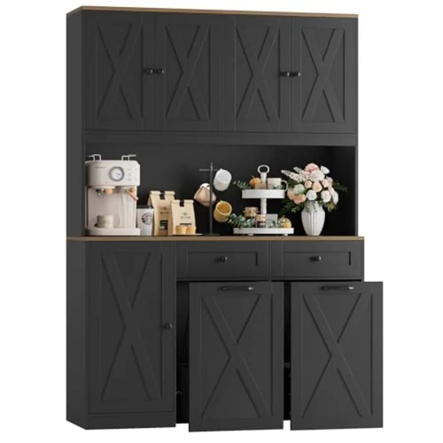 Mobiletto da cucina 71 H con contenitore per rifiuti e doppio cestino estraibile da 12,5 galloni, con supporti per contenitori per rifiuti, 47 Wi
