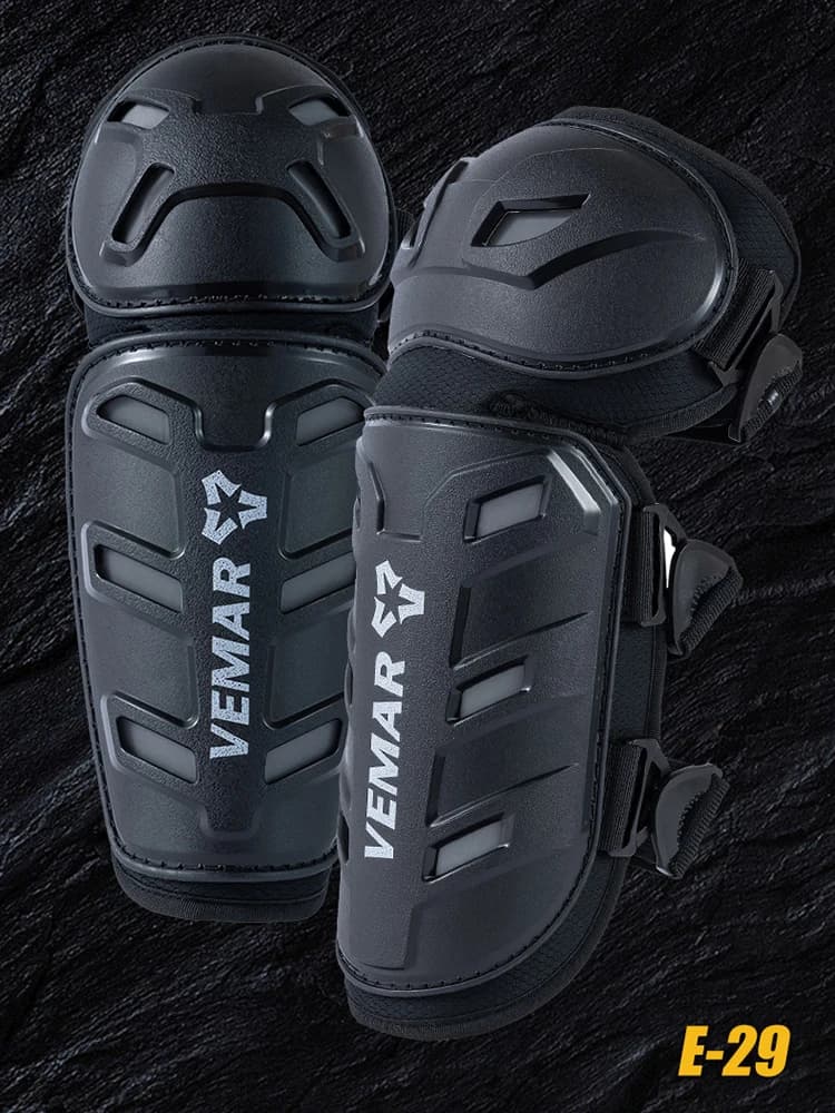 Set 4 Pezzi Protezioni Ginocchia e Gomiti in PVC per Moto con Cinghie Regolabili in Velcro e Pannelli Riflettenti per Motocross e Dirt Bike - Articolo di Sicurezza