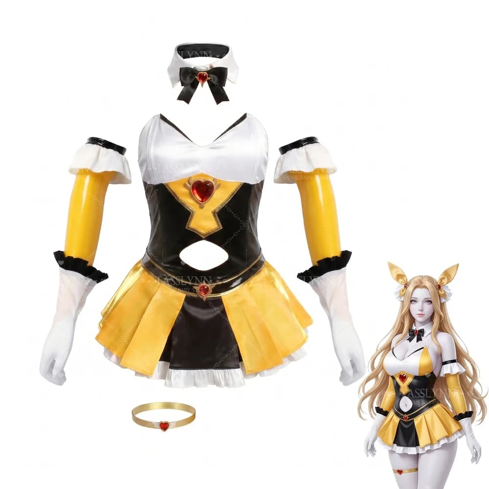 Costume da Cosplay Olivier Brown Dust 2 per Donna, Stile Ragazza Magica, Abito Bianco Giallo Nero con Accessori, Costume per Giochi di Ruolo