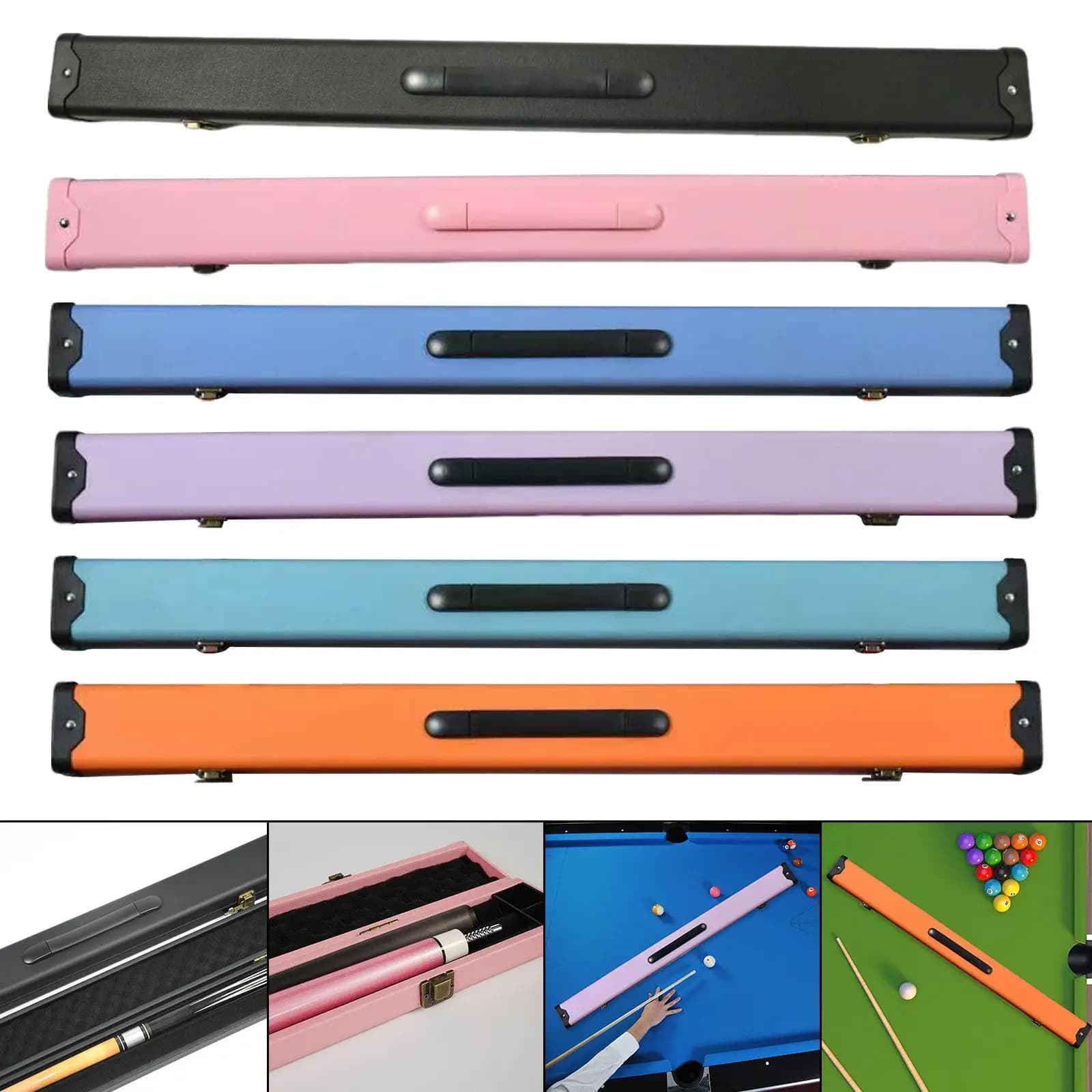PU Billiard Cue Hard Case Secure Handle Carrying Box Stick Protector for Pool Table and Club Organizing