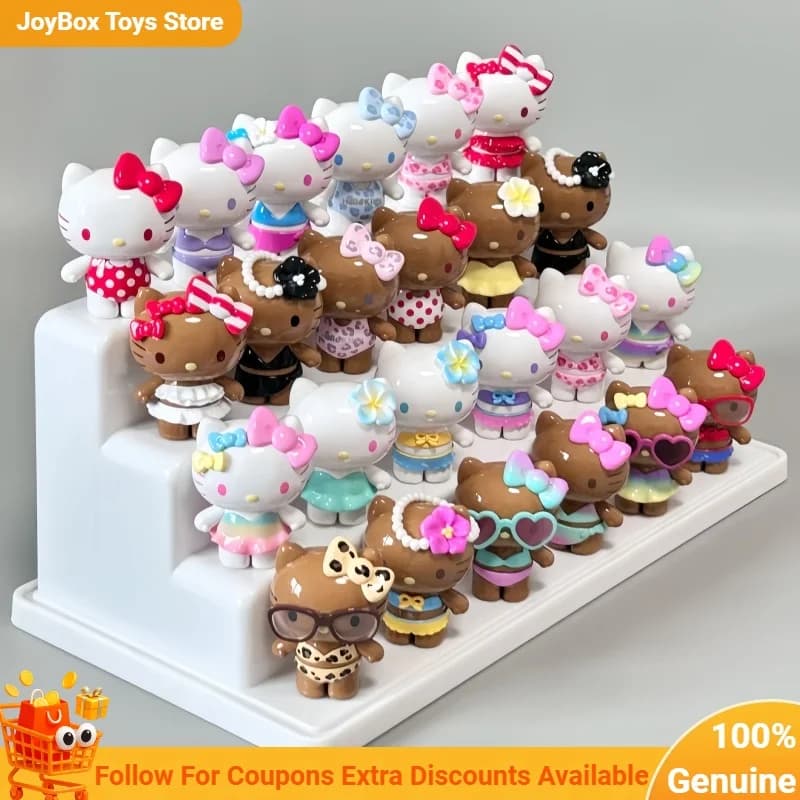 Genuine Hello Kitty Swimsuit Party Series Mini Bean Blind Bag Mini Figurines Car Desktop Ornaments Surprise Collectible Gift Toy