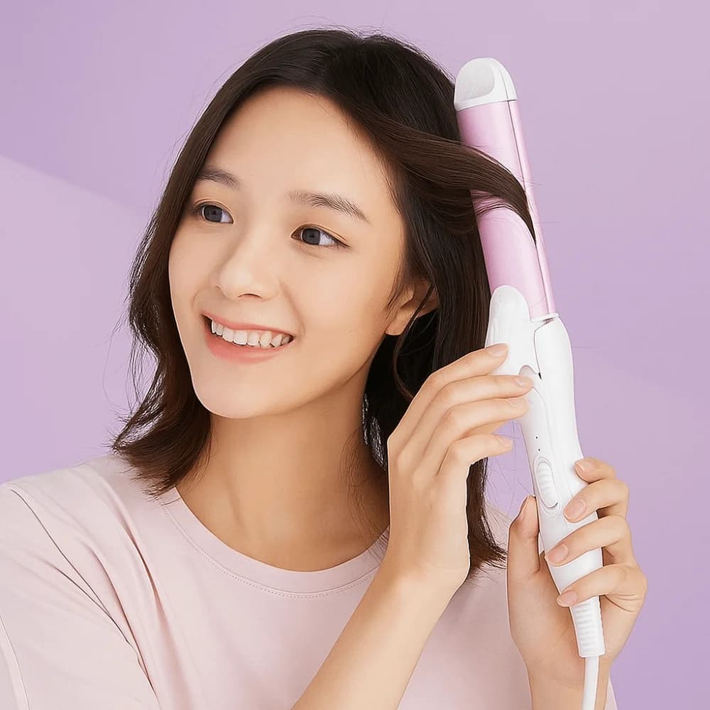 Professional hair curler 2 in 1 with Anti-coating plastic coating, Adjustable temperature and Superior insulation