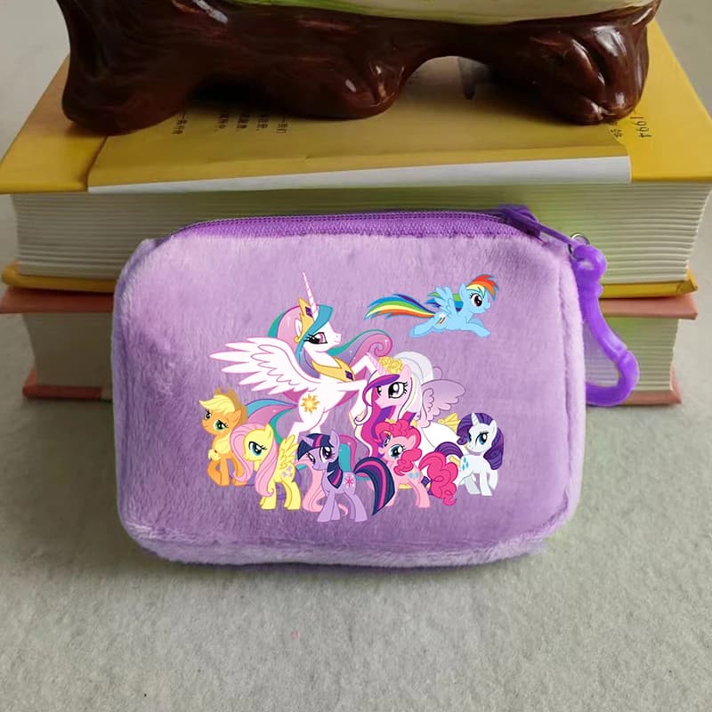 Simpatico Portamonete Mini My Little Pony, Borsa Portamonete Unicorno Cartone Animato per Bambina, Custodia per Auricolari e Chiavi, Portafoglio con Cerniera, Regalo di Compleanno per Bambini