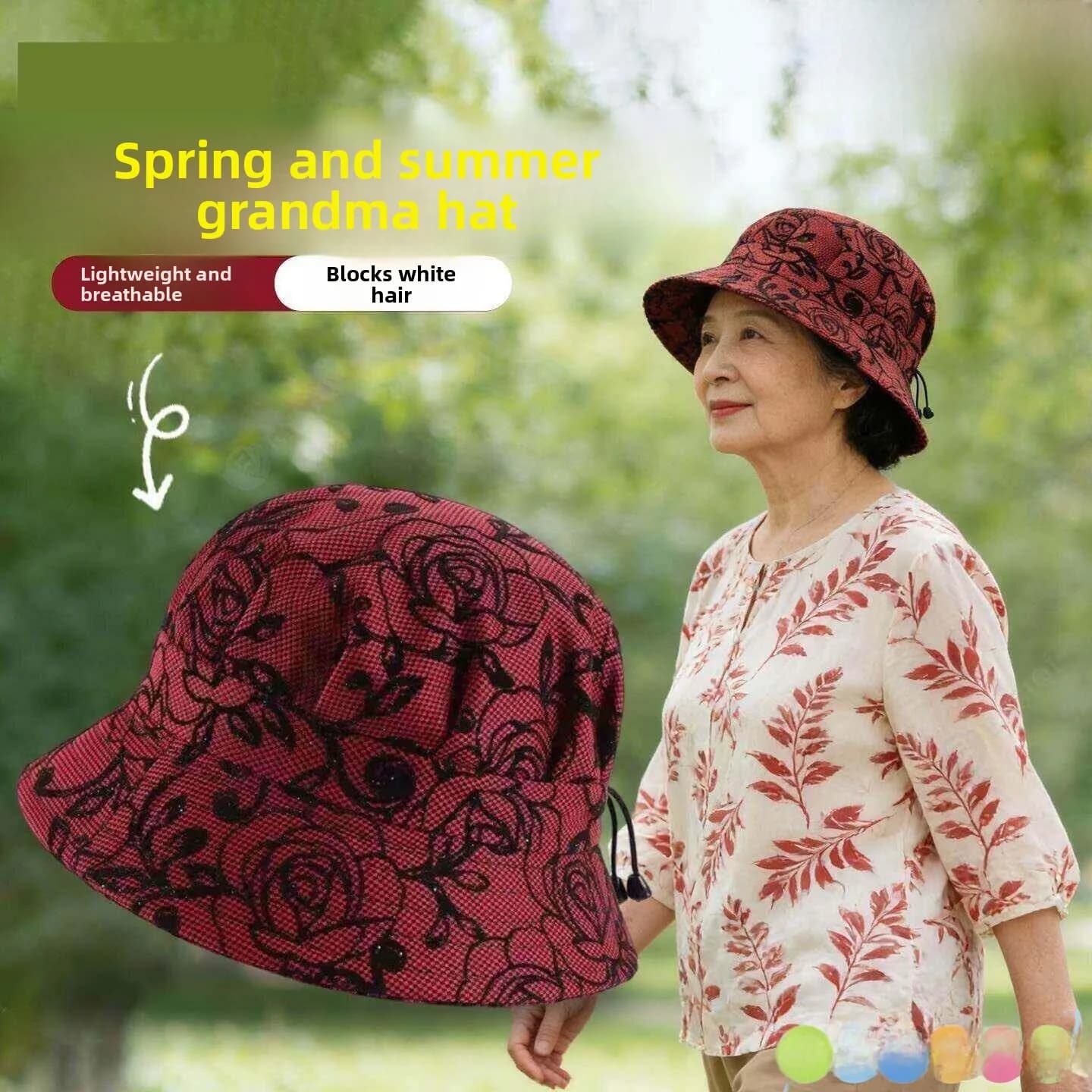 Elegante Cappello da Pescatore per Anziane, Primavera 2026, Bianco, Copriacquecchiatura, Traspirante, Cappello Universale in Tessuto Adatto per Nonne