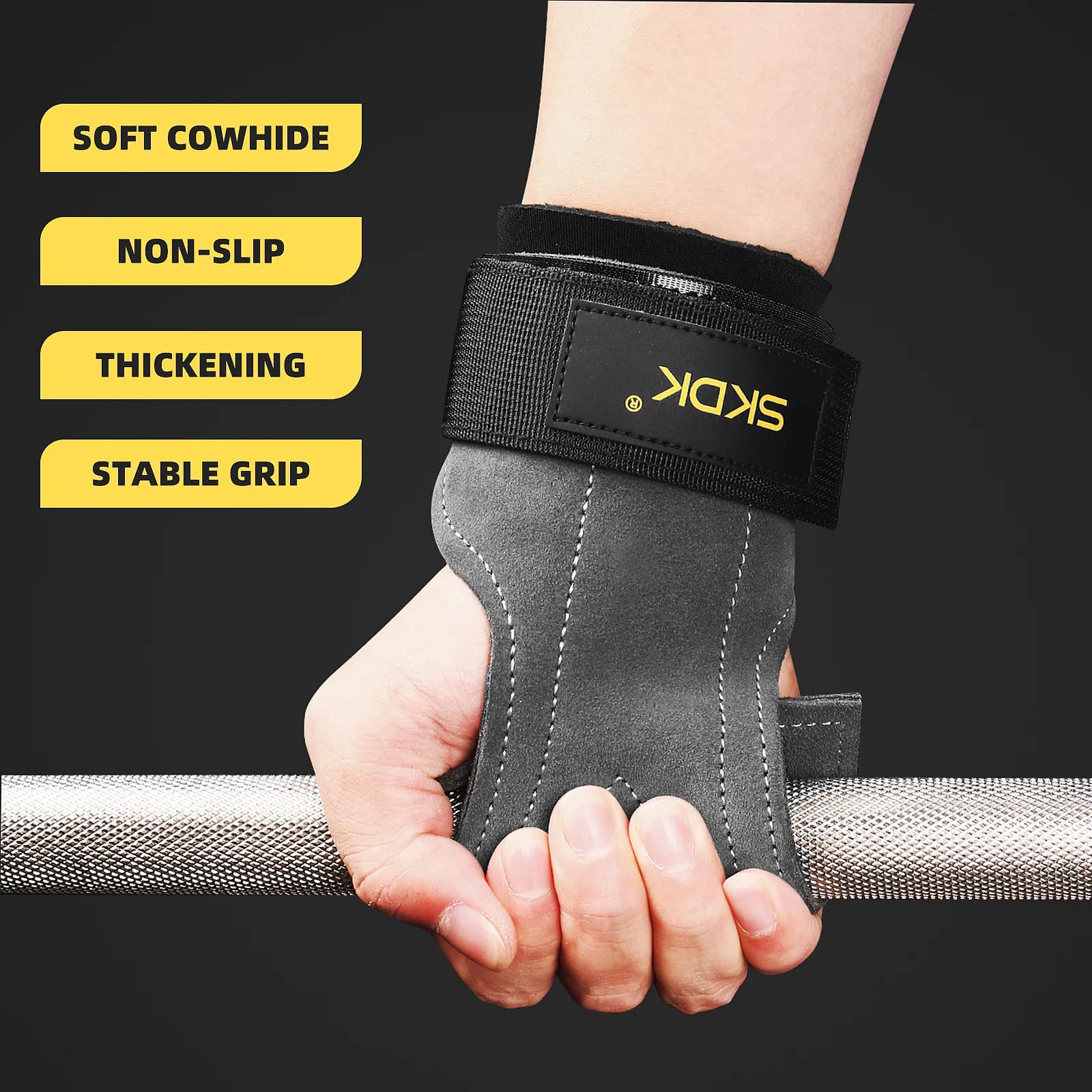 Bovine Leather Gym Gloves Anti-slip Grips Skin Gymnastics Protection Palm Protection Pull Up Horizontal Bar Weight Lift Gym Gloves