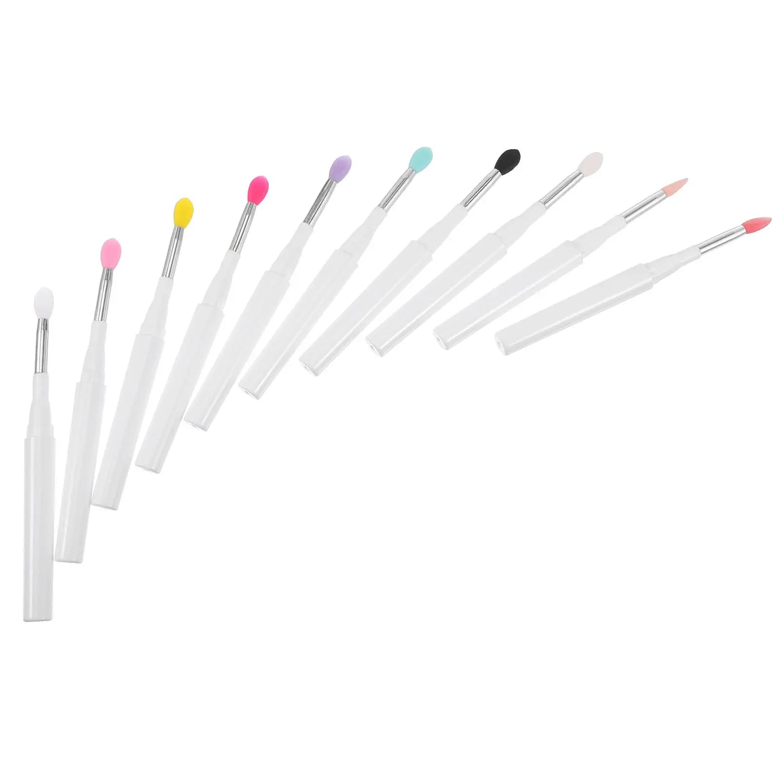 Set di 10 Pennelli per Labbra in Silicone Ultra-Morbidi, Strumento di Trucco Sicuro per la Pelle, per Applicazione di Rossetto e Ombretto, Pennello Portatile per Donne