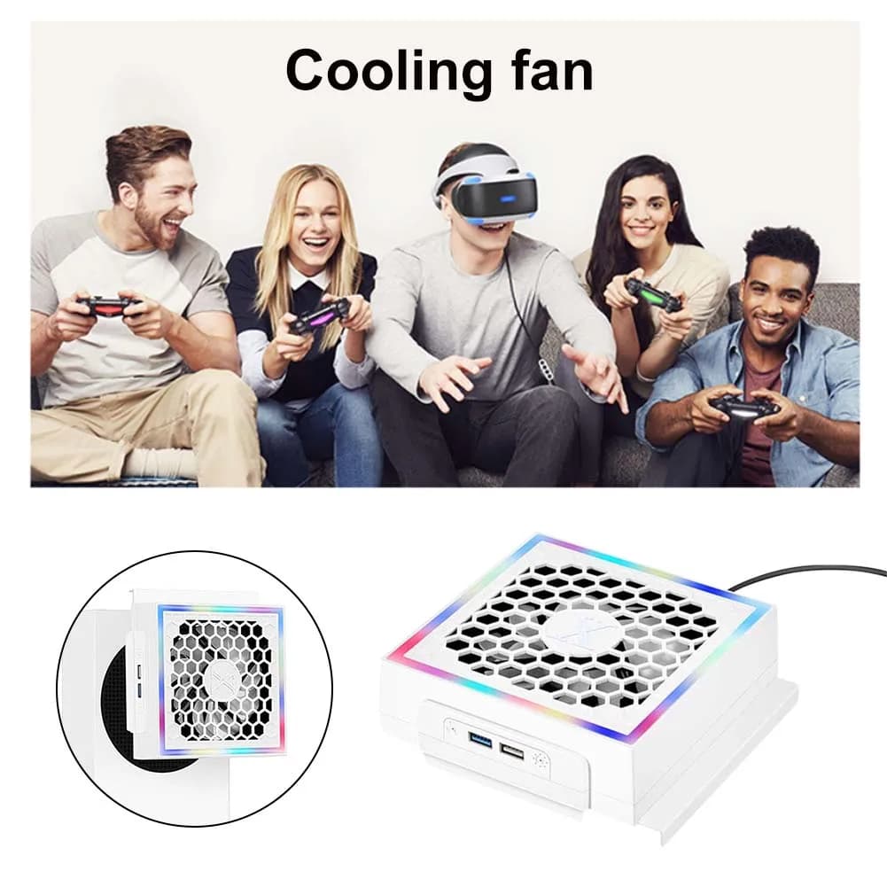LED Cooling Fan Atmosphere Light 3 Gears Adjustable 5V 2.4A Console Fan Cooling Decoration Gaming Accessories for Xbox Series S