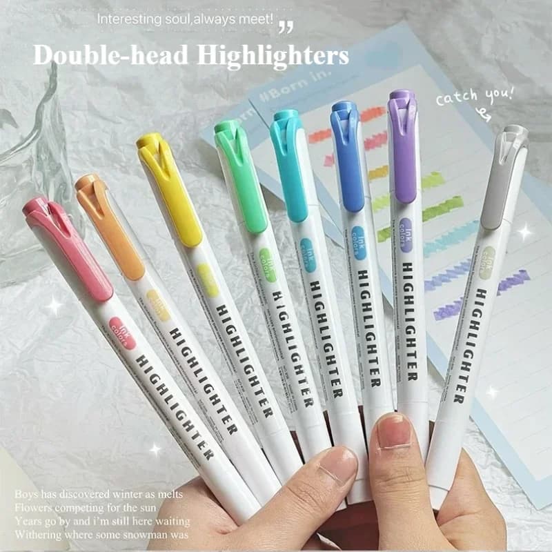 5 pz/set evidenziatori a doppia testa studente nota evidenziare il contenuto chiave pennarello ragazza Scrapbook Journal Decor pittura penna stazionaria