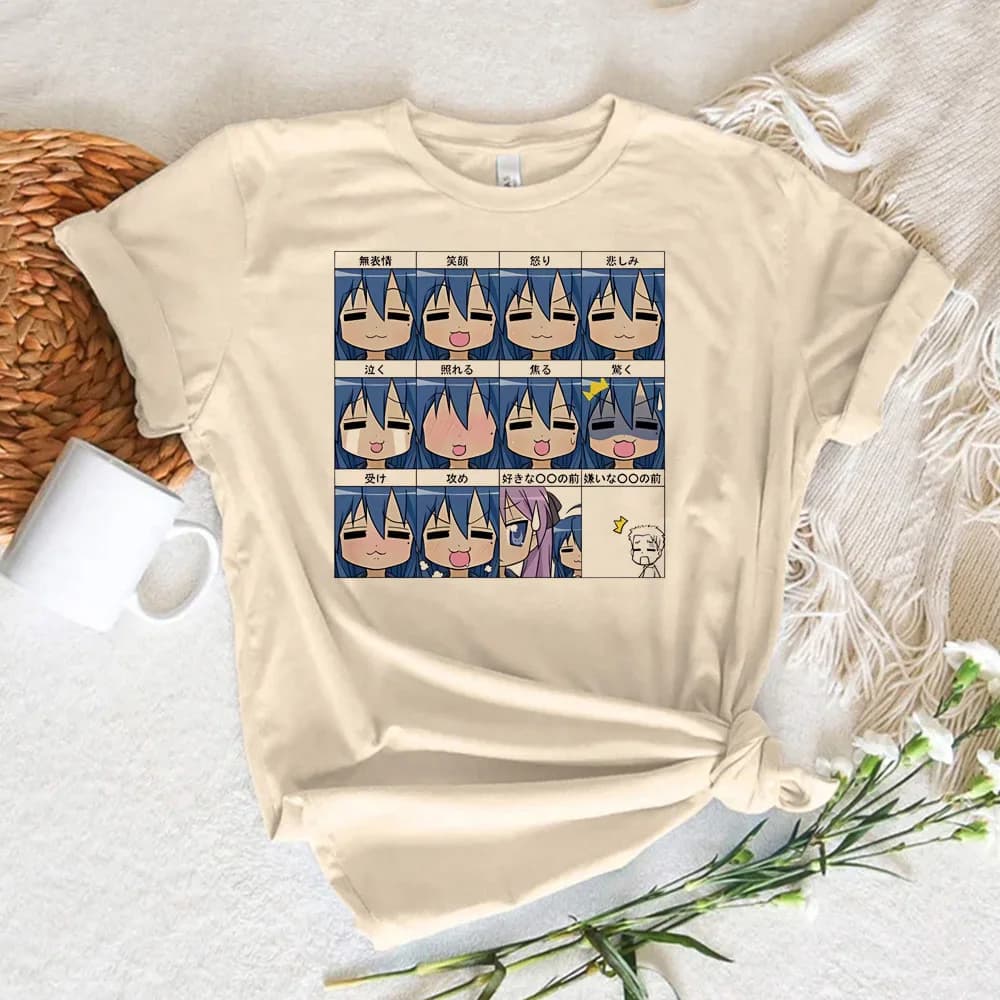 Lucky Star Konata t shirt female 2000s aesthetic Trendy Pop Culture Y2k t-shirt Comfortable Pop Culture Psychedelic aesthetic