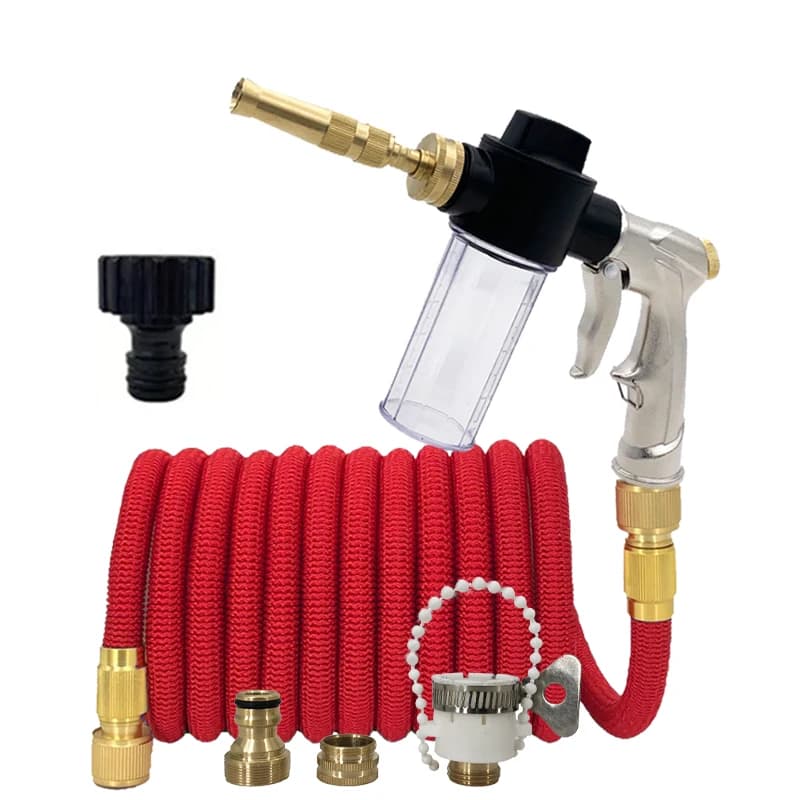 Set per Irrigazione Giardino: Tubo Flessibile Magico ad Alta Pressione con Ugello Regolabile per Lavaggio Auto, Strumenti Flessibili per Lavaggio Auto 25-100FT