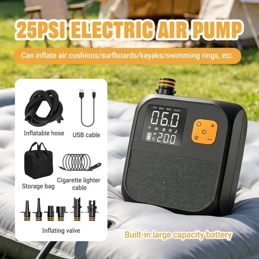 25PSI Electric SUP Air Pump Rechargeable Portable Paddle Board Pump For Inflatable Kayak Boat Surfboard Stand Up