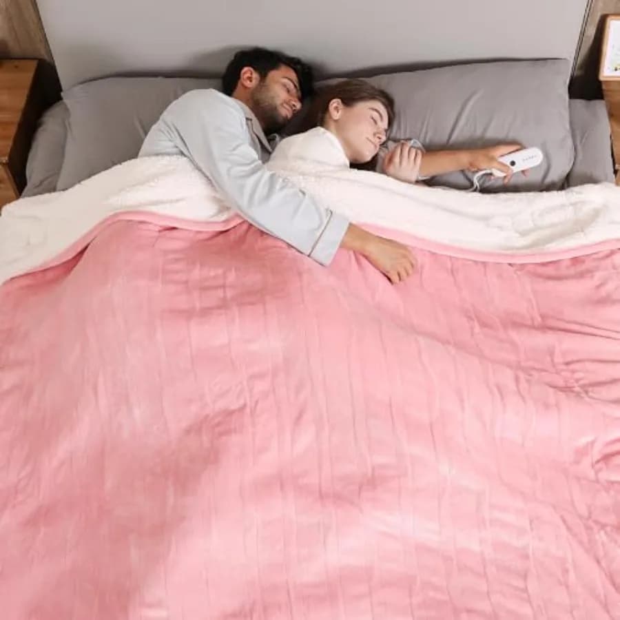 Coperta Elettrica Riscaldata King Size con Doppio Controllo, 5 Livelli di Calore e Spegnimento Automatico Dopo 10 Ore, Lavabile in Lavatrice, in Peluche