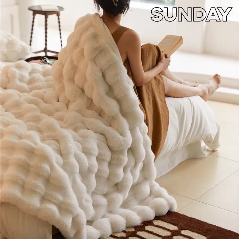 Coperta in pelliccia sintetica per l'inverno caldo di fascia alta soffice a forma di bolla coperte per letti federa per divano di lusso Super confortevole