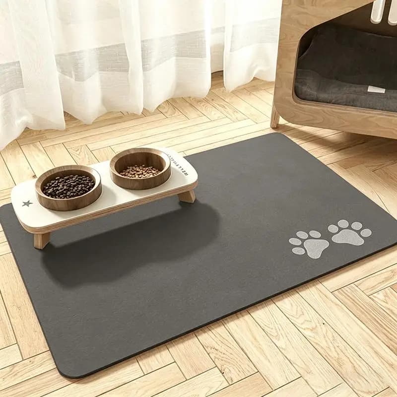 New Diatomaceous Mud Absorbent Pet Placemat For Food And Water Bowl With Waterproof Quick-Dry Rubber Backing Non-Slip Pet Mat
