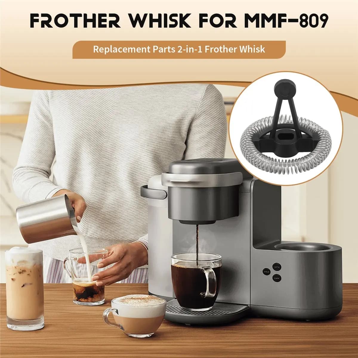 ABDD HOT Replacement Parts 2-in-1 Frother Whisk,for K-Latte Single Serve Coffee and Latte Maker