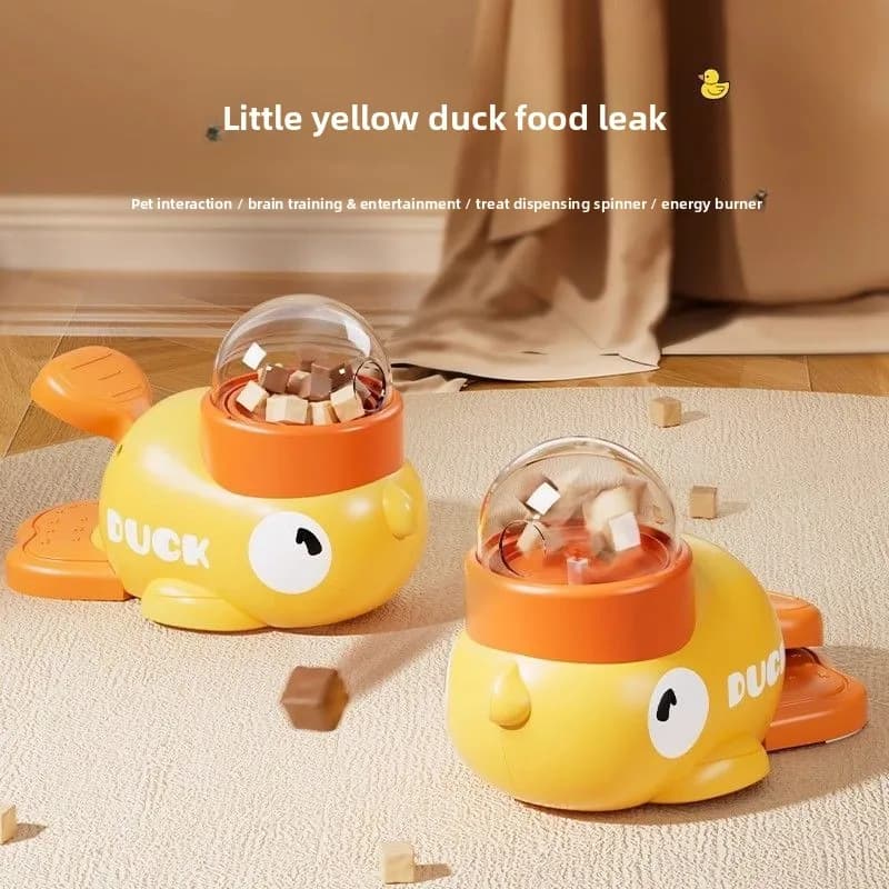 Giocattolo per Gatti a Forma di Paperella Gialla, Divertente e Anti-Noia, Bastoncino Teaser per Gatti, Lanciatore di Snack per Animali Domestici
