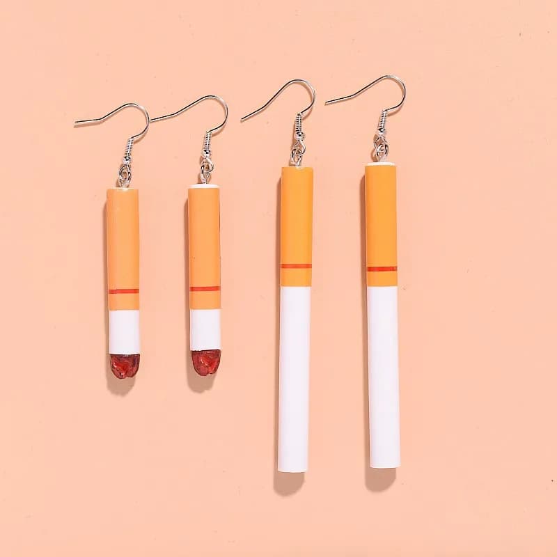 Funny Personalized Interesting Simulation Cigarette Butt Earrings Trendy Short Realistic Cigarette Earrings
