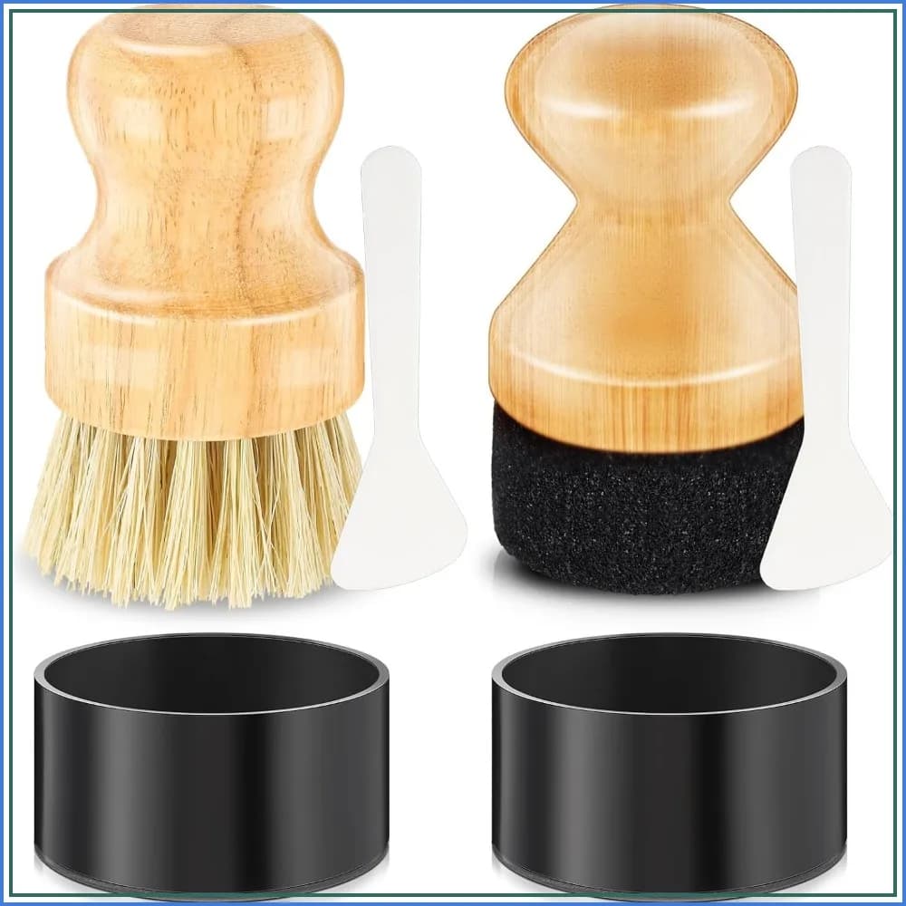 Cutting Board Oil Applicator Set - 2 Pcs Bamboo Wax Applicator with Sisal Fiber and Sponge for Wood Care