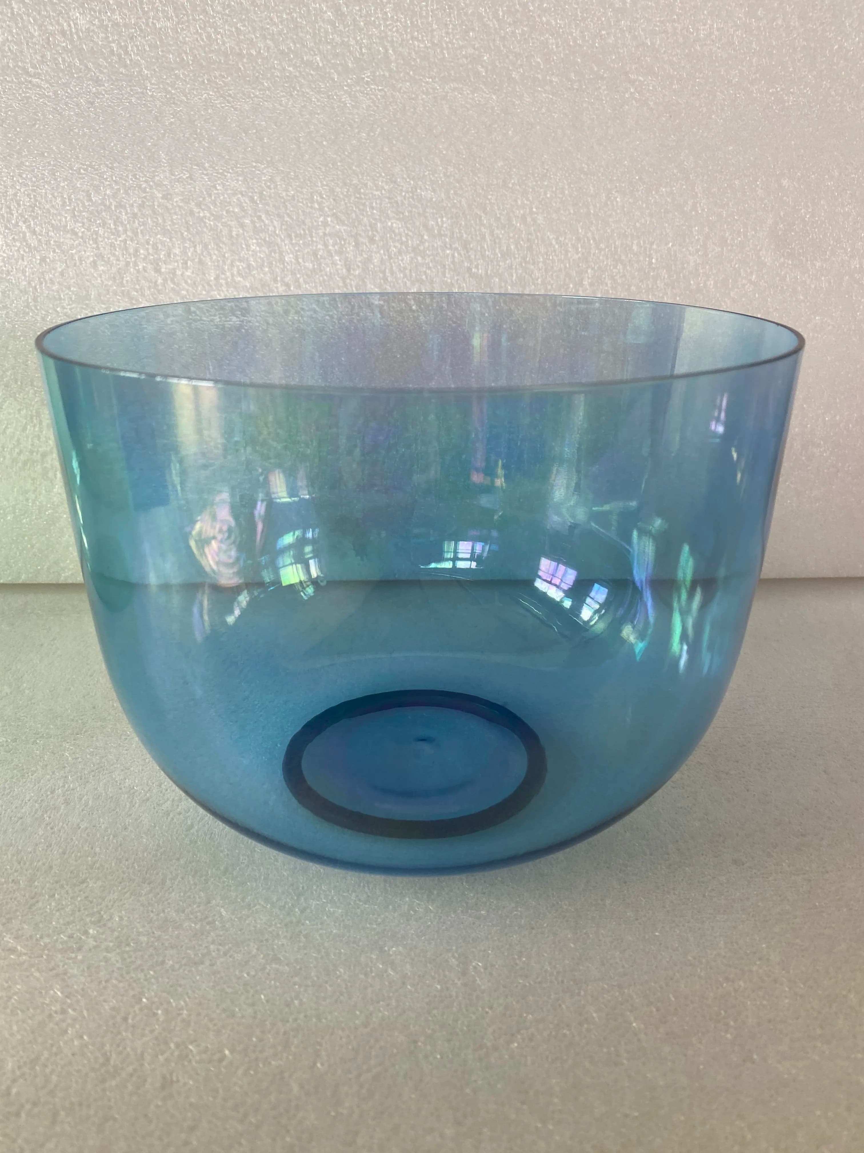 YUN QI QING YIN 7.25" Magic Cosmic Blue Crystal Singing Bowl 3rd Octave G Note G# Note Throat Thyroid Chakra Sound Bath Yoga Percussion Bowl