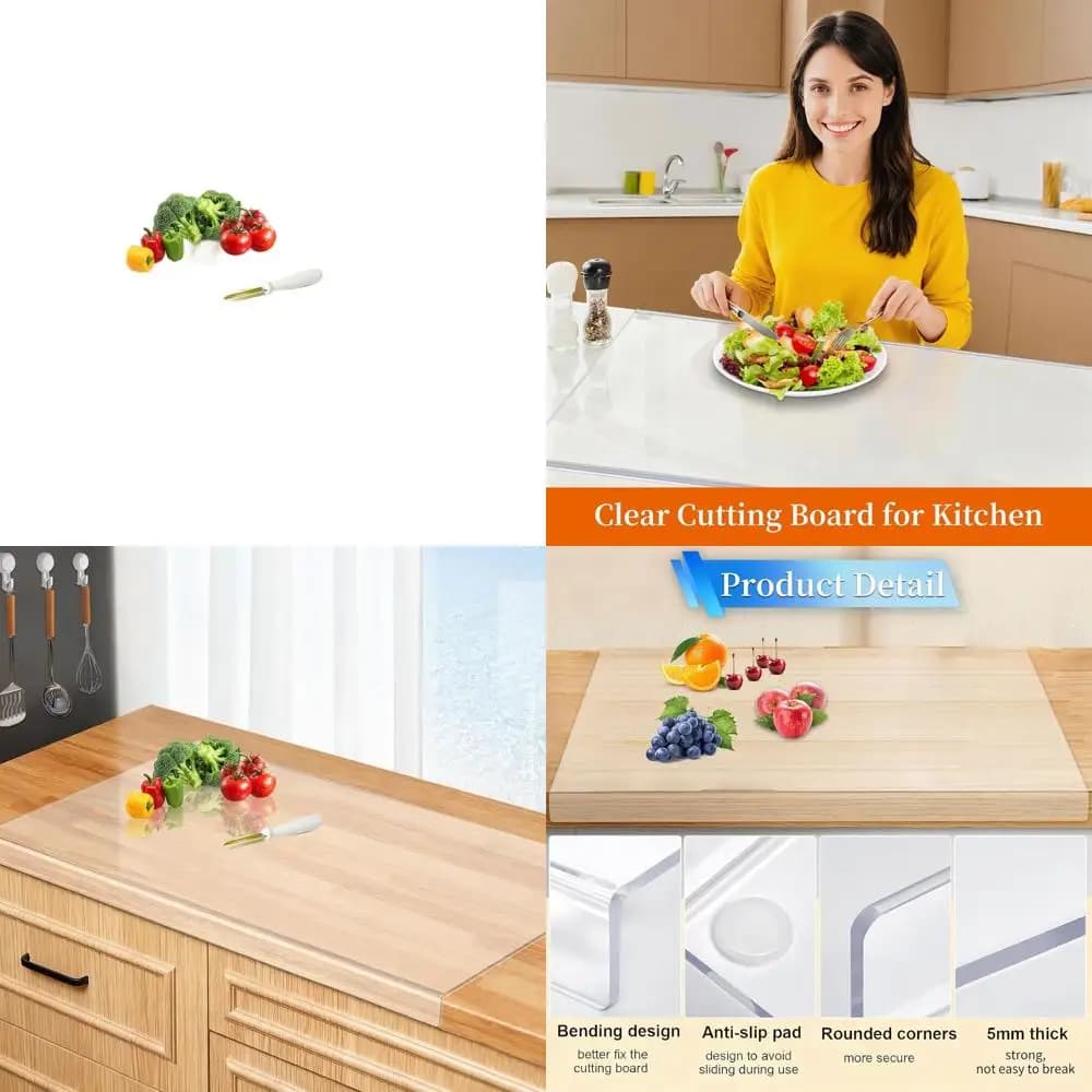 30x20 inch transparent acrylic cutter with bench lip, non-slip and unbreakable for kitchen use
