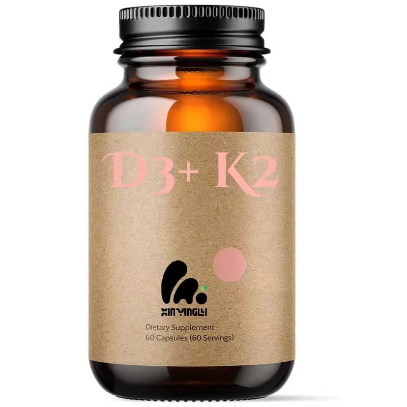 Vitamin D3 nutritional supplement K2 5000 UI | MK4 and MK7 | Soy and gluten-free -60 capsules