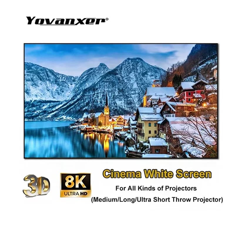 Schermo per proiettore bianco Max Cinema da 250 pollici, schermo di proiezione di grandi dimensioni con cornice ultra sottile da 1 cm per tutti i tipi di proiettori