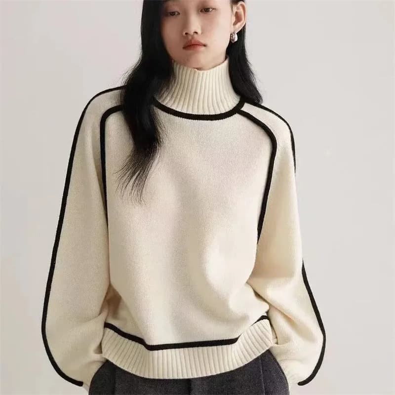 2025 autunno dolcevita a maniche lunghe top slim lavorato a maglia fondo maglione moda coreana pullover Harajuku abbigliamento donna maglione