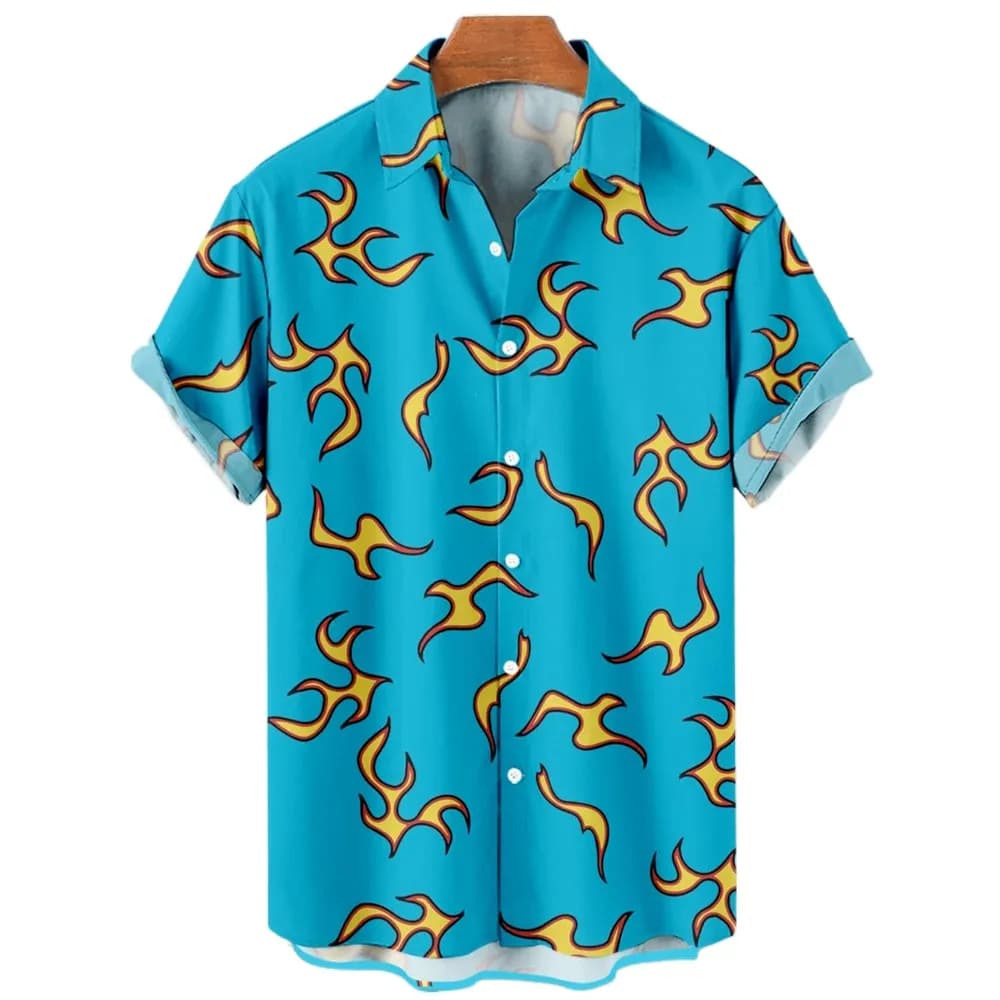 The Creator Golf Fire Flame Camicia hawaiana blu Uomo Estate Manica corta Camicie da strada casual Uomo Donna Ragazzi T-shirt moda