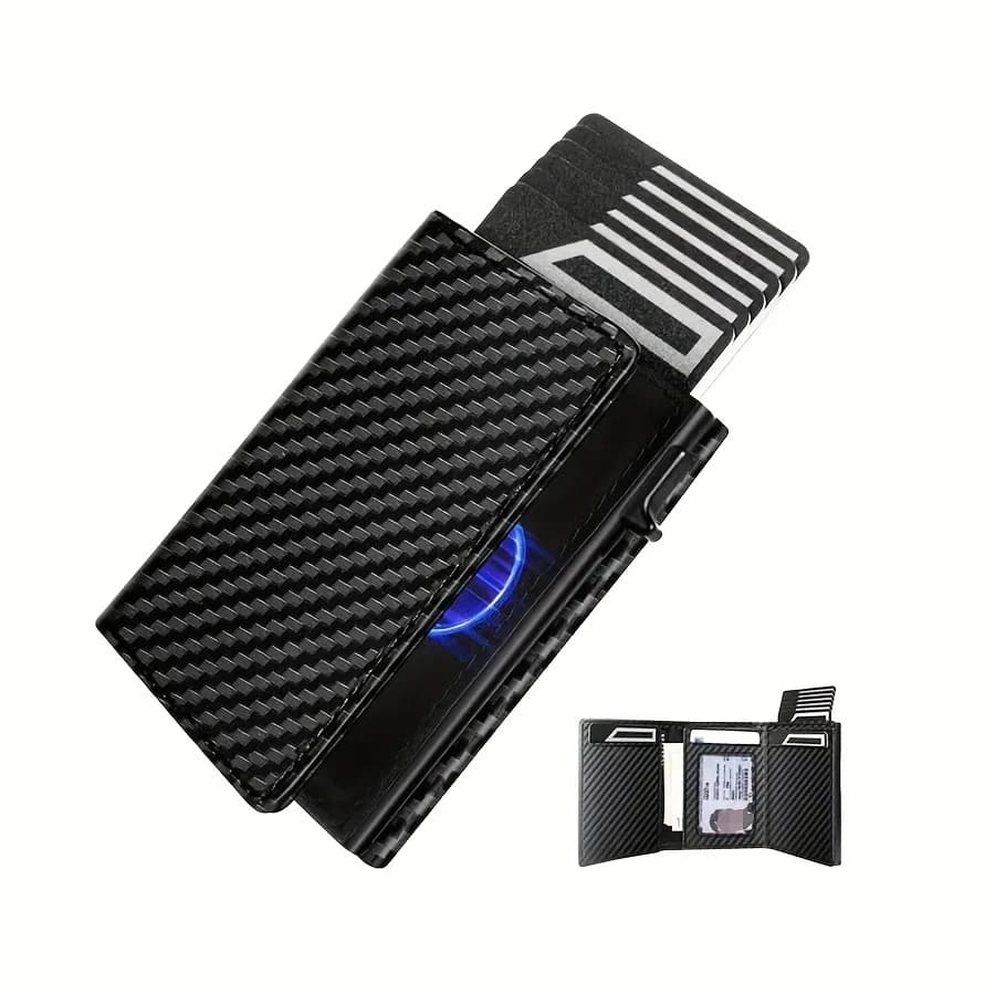 Portafoglio sottile con slot per monete Porta carte di credito da uomo per portafoglio da uomo con protezione RFID con chiusura magnetica