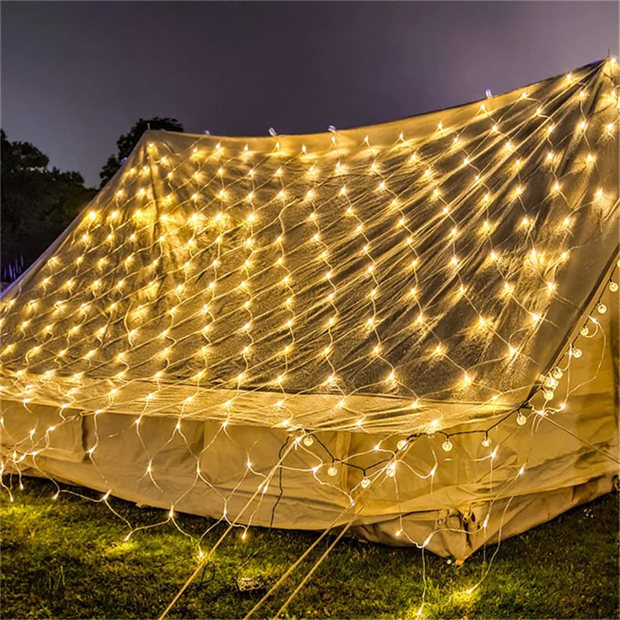 Luci della stringa della rete leggiadramente del LED 8 modalità 2*2/3*2M Luci della tenda della ghirlanda di Natale Lampada esterna impermeabile della festa nuziale del giardino del patio
