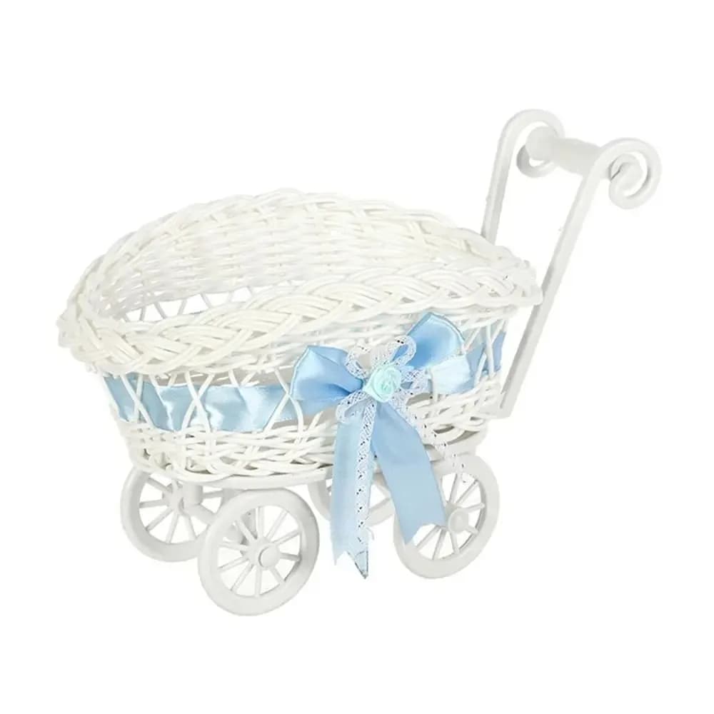 Cestino portaoggetti per passeggino dal design mini e carino, vassoio portaoggetti decorativo intrecciato fatto a mano, in finto rattan, multiuso