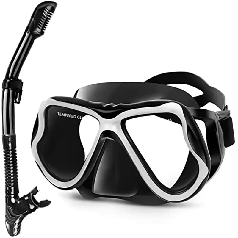 Professional Dry Snorkel Set Panoramic Wide View Anti-Fog Diving Mask Dry Breath Tube Snorkeling Water Sports Gear