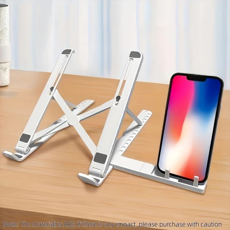 2-in-1 Adjustable Laptop & Tablet Stand with Phone/Pen Holder, Lightweight for Desk Bedside Travel
