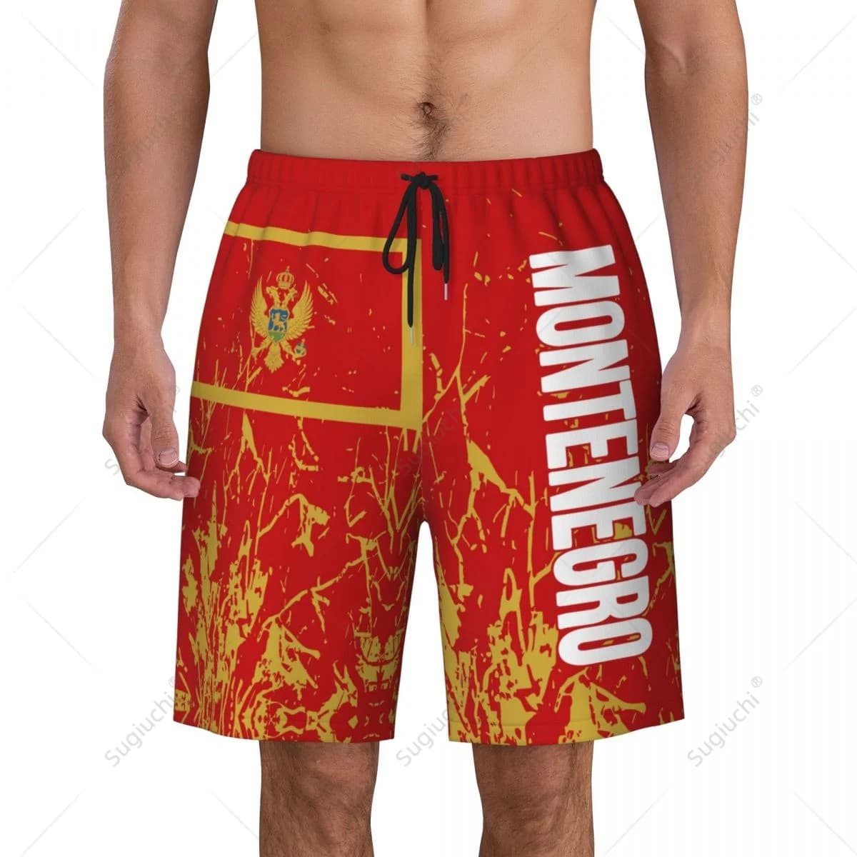Men's Montenegro Flag Beach Pants Board Shorts Surfing Boys Soccer Cycling Swimwear Running Polyester