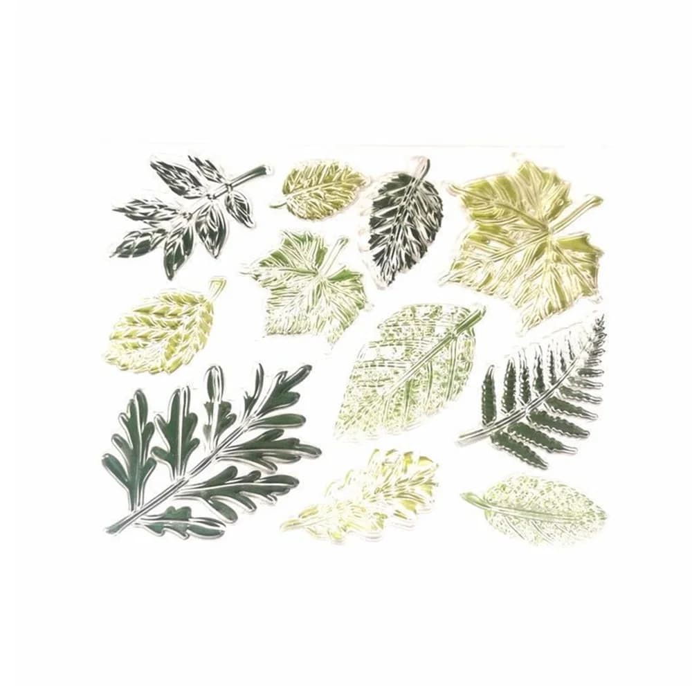 A Set Of Transparent Leaf Stamps- Reusable & Washable Silicone Stamps For DIY Scrapbooking, Journaling, Planner,Card Making