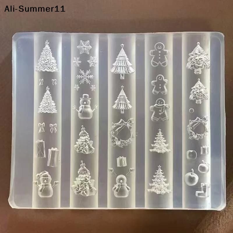 【Wq0】】1 Pezzo Stencil in Silicone per Nail Art Natalizio, Modello Squisito per Creazione Unghie, Strumento Decorativo Fai da Te per Manicure 3D