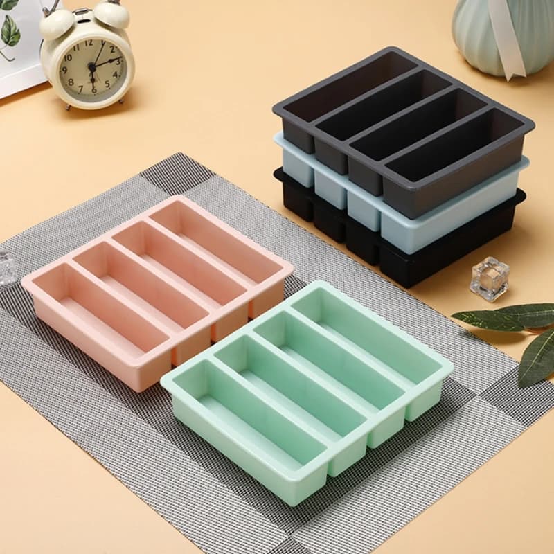 Strip-shap Ice Cube Trays Giant Silicone Ice Cubes Square Tray Mold Non-toxic Durable Wine Ice Cube Easy-Release Ice Cube Molds