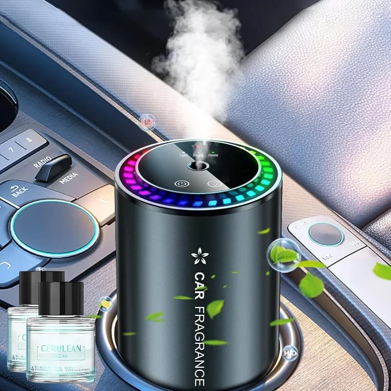 Diffusore di deodorante per auto intelligente Diffusore per auto senza acqua per oli essenziali Proiettore stellare Musica automatica Luce ritmica per auto