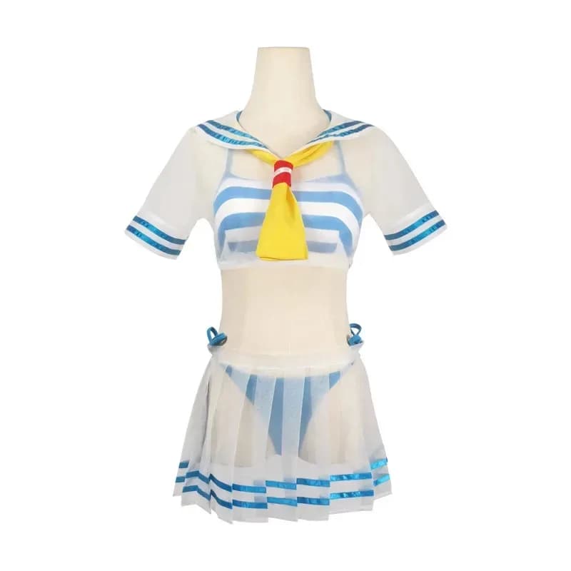 Illustrazione Costumi da bagno cosplay per ragazze, Re: Vita in un mondo diverso da Zero Rem Costume, Costume da marinaio per donna, Skir estivo