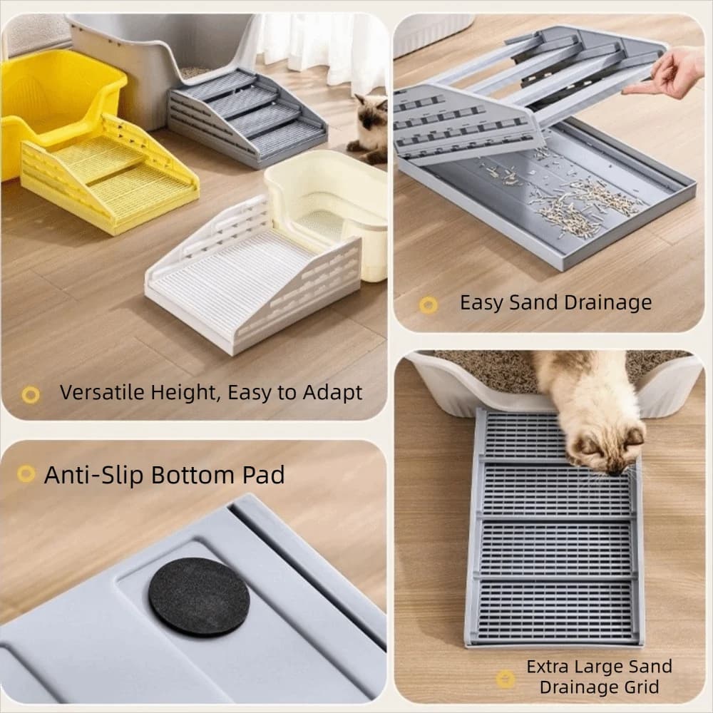 Non Slip Cat Litter Stair Removable Filter Function Cat Toilet Pedals Waterproof Durable Cat Sand Control Pad Pet Bedpans
