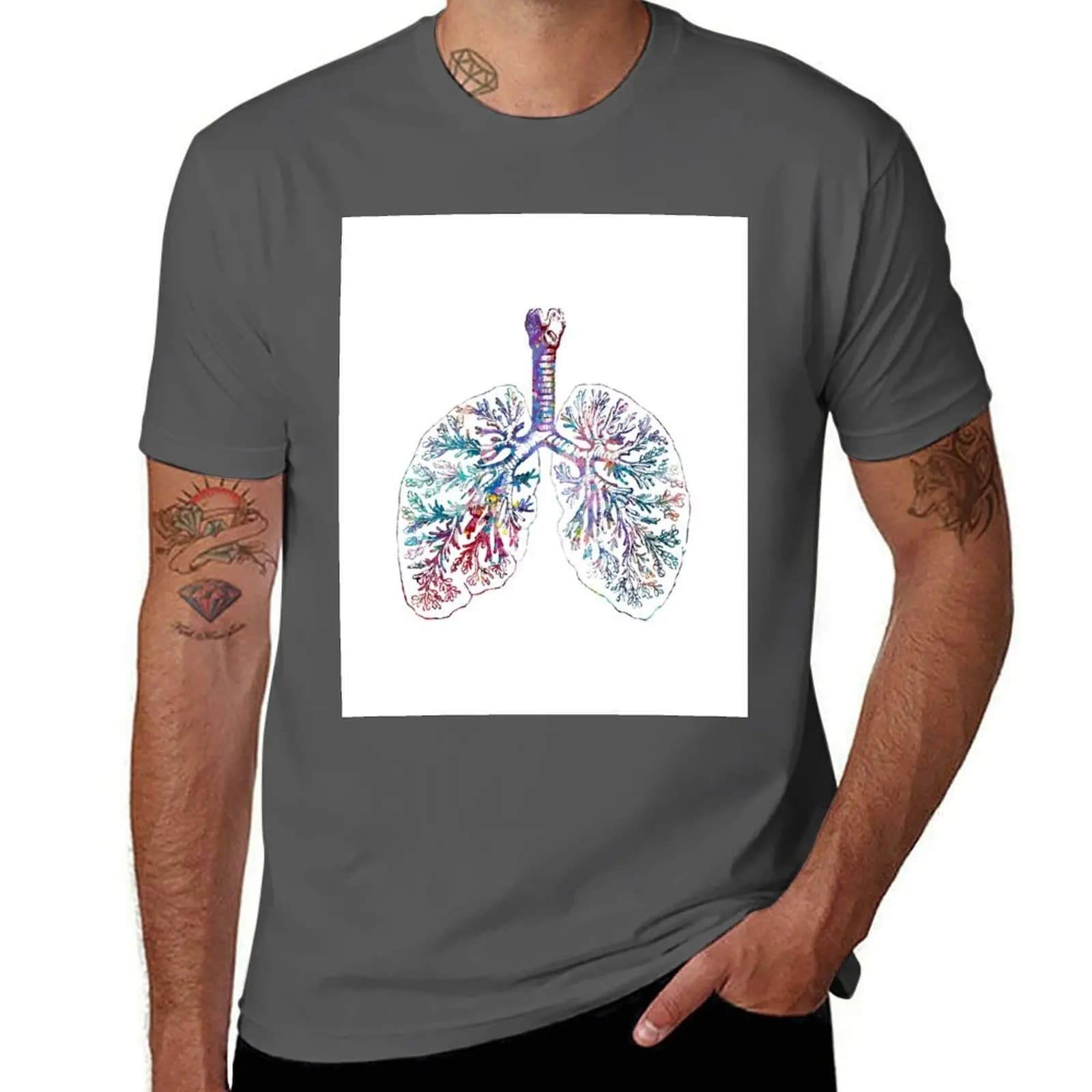 T-shirt con anatomia dei polmoni umani, camicia da lavoro a maniche corte