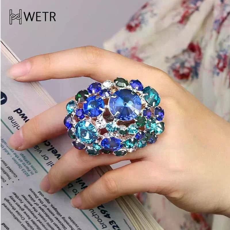 Orecchini a sfera con strass geometrici alla moda Boho Anello da dito per regalo di accessori per gioielli in cristallo da donna