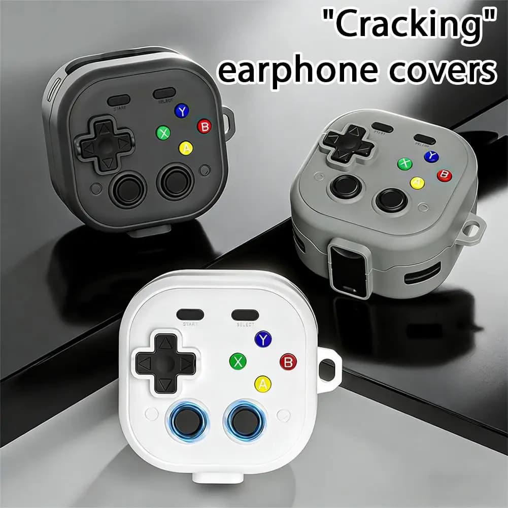 Custodia Protettiva Retro Gamepad per Samsung Buds 4/4 Pro con Pulsanti 3D Clicky, Anti-Caduta, con Penna per la Pulizia e Moschettone